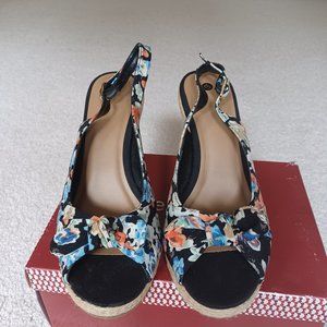 Multi Floral wedge Sandals Size 10